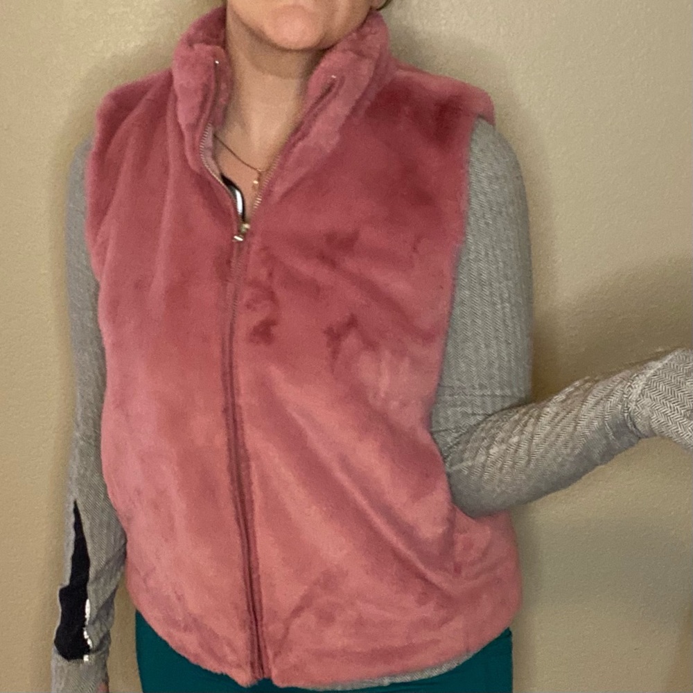J Crew fuzzy pink vest